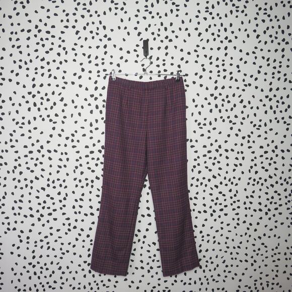 Pendleton Purple Tartan Plaid Wool Straight Leg Trouser Pants - Picture 1 of 8